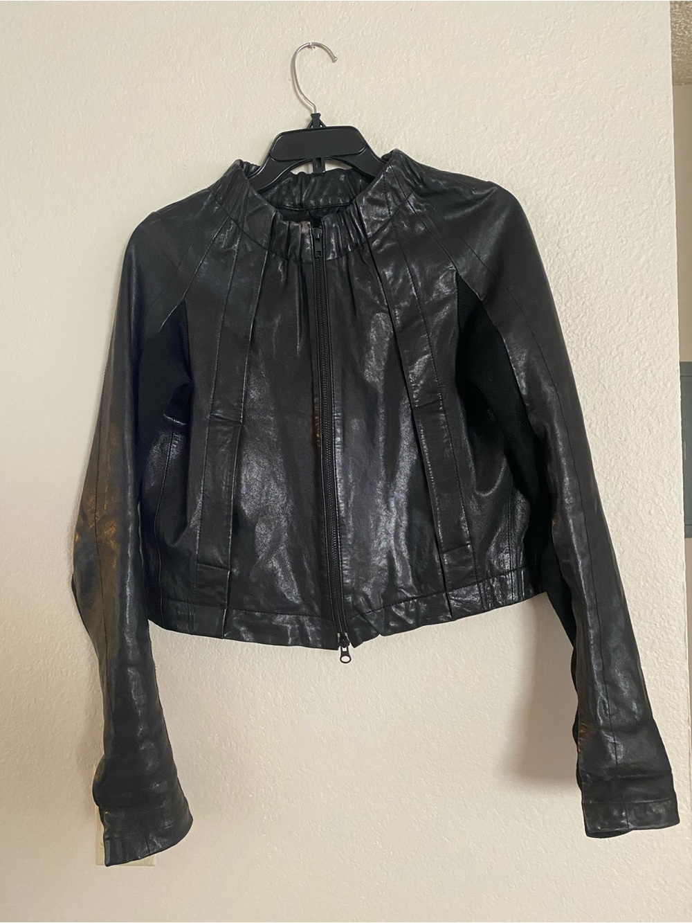 Black Women's Genuine Leather Zip Jacket